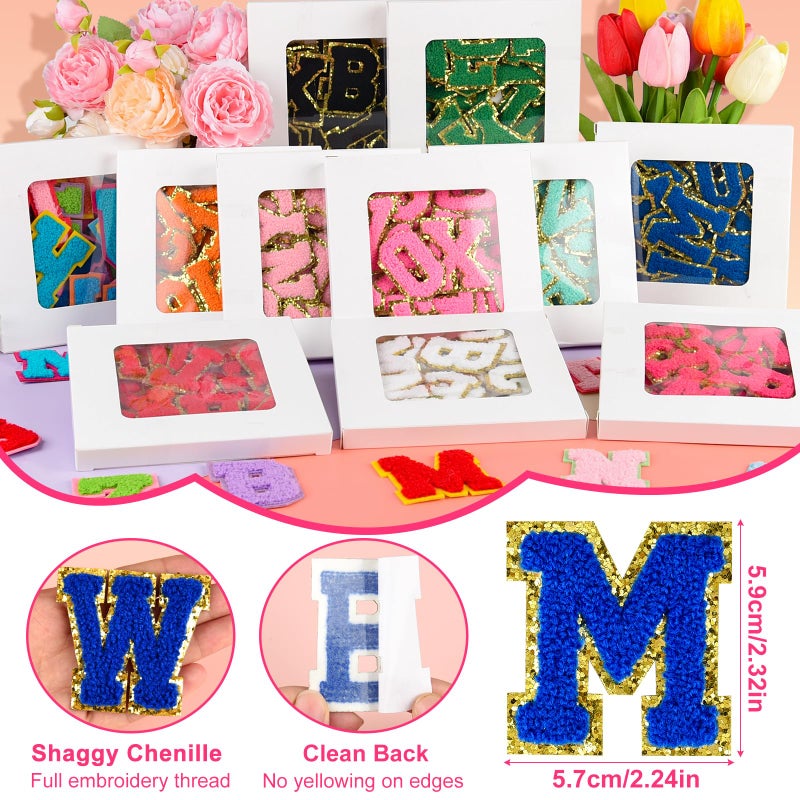 ASTARON 52 Pcs Self Adhesive Letter Patches Chenille Letters Stickers, A-Z Embroidered Applique Patches Alphabet Cloth Patch for Clothes, Bags, Hat, Phone Case, DIY Accessories (Dark Blue) - Image 2