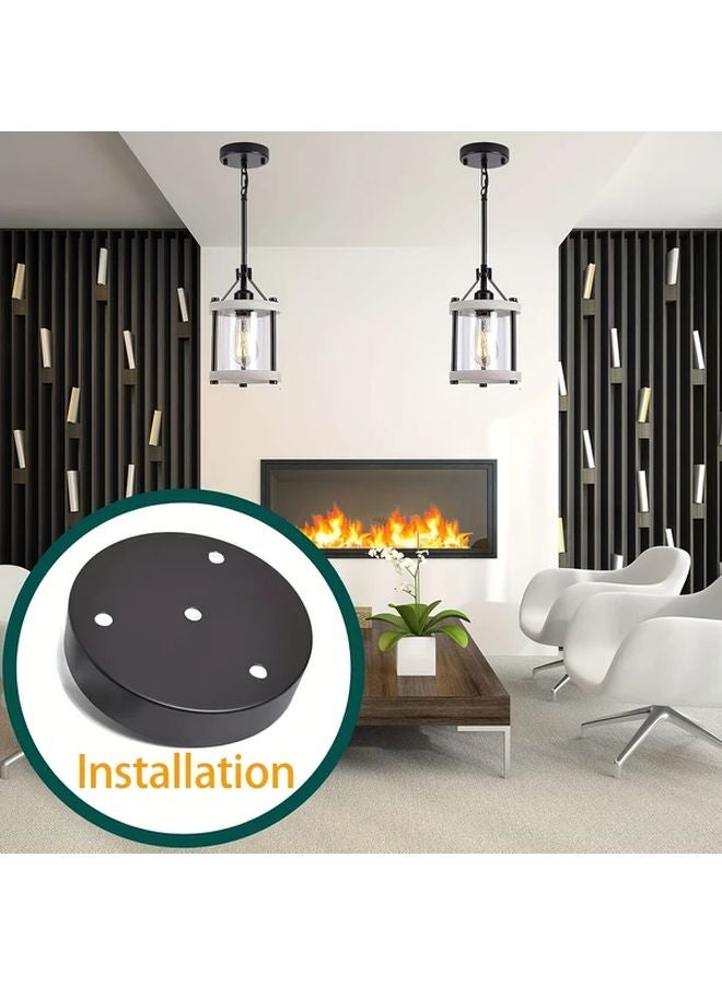 Black 12mm Round Ceiling Lamp Plate Durable Light Fixture Cover Easy Installation - Image 2