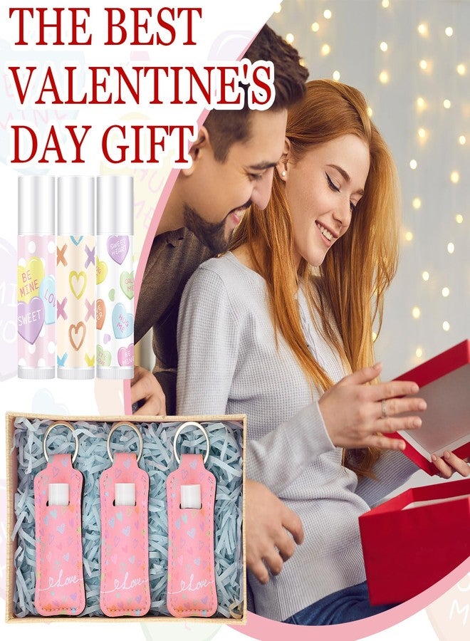 Heigble 36 Pcs Valentines Party Favors Lip Balm and Holder Keychain Bulk Valentines Party Supplies Conversation Heart Lip Balm Keychains Pouch for Galentines Accessories Candy Heart Gifts - Image 5