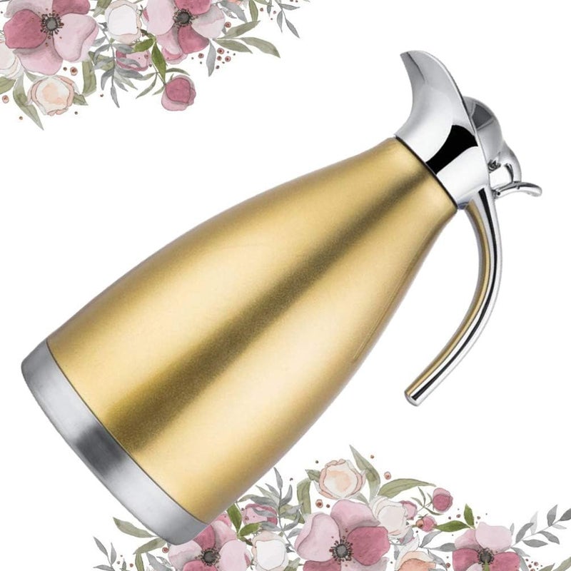 Stainless Steel Coffee Carafe Vacuum Insulated Carafe Jug Thermal Carafe Insulated Tea Coffee Carafe Drinking Pitchers for Coffee Juice Milk Tea Beverages Yellow - Image 1