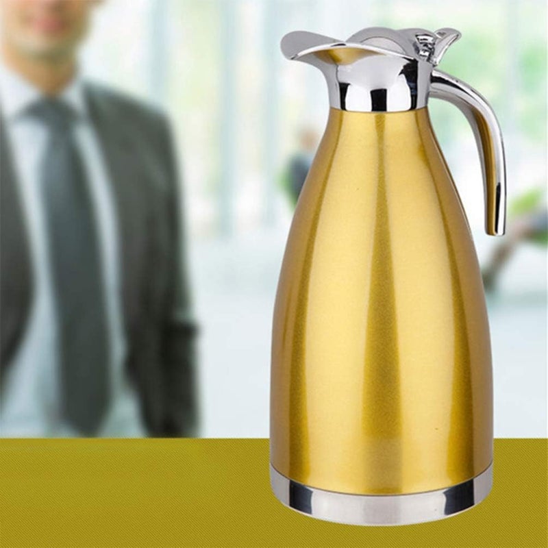Stainless Steel Coffee Carafe Vacuum Insulated Carafe Jug Thermal Carafe Insulated Tea Coffee Carafe Drinking Pitchers for Coffee Juice Milk Tea Beverages Yellow - Image 5
