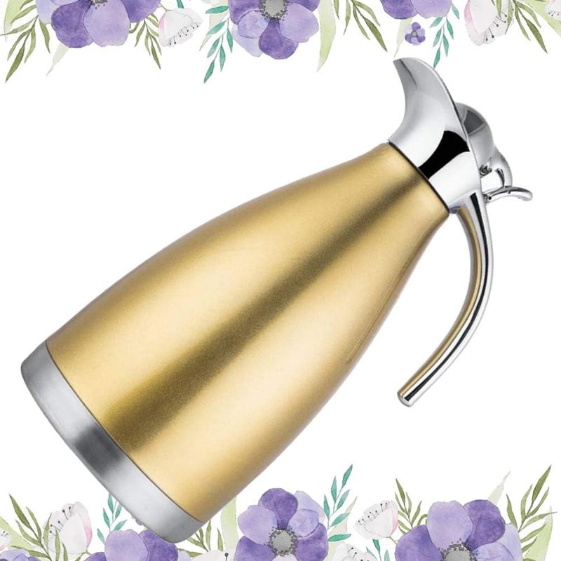 Stainless Steel Coffee Carafe Vacuum Insulated Carafe Jug Thermal Carafe Insulated Tea Coffee Carafe Drinking Pitchers for Coffee Juice Milk Tea Beverages Yellow - Image 3