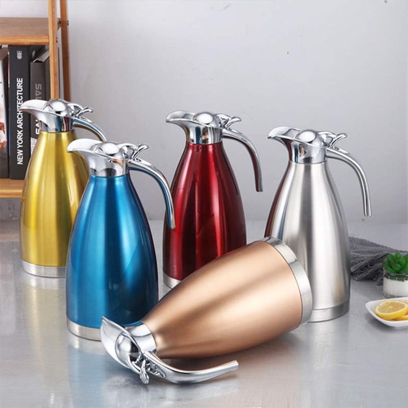 Stainless Steel Coffee Carafe Vacuum Insulated Carafe Jug Thermal Carafe Insulated Tea Coffee Carafe Drinking Pitchers for Coffee Juice Milk Tea Beverages Yellow - Image 4