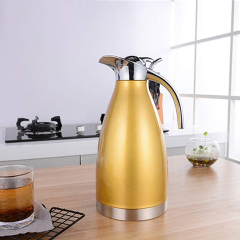Stainless Steel Coffee Carafe Vacuum Insulated Carafe Jug Thermal Carafe Insulated Tea Coffee Carafe Drinking Pitchers for Coffee Juice Milk Tea Beverages Yellow - Image 2