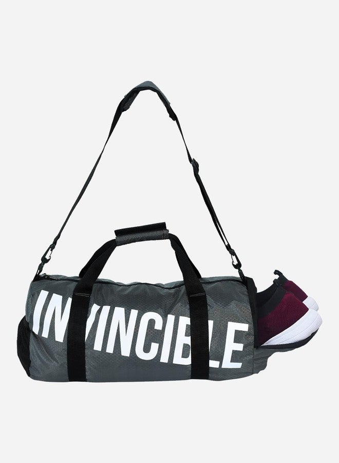 Invincible Classic Duffel Gym Bag, 27 Ltrs Unisex Shoulder Sports Bag with Extra Shoe Compartment Grey Color - Image 5