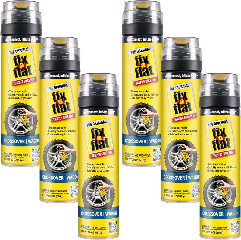 Fix A Flat S60430-6PK Aerosol Emergency Flat Tire Repair and Inflator, for Large Tires, Eco-Friendly Formula, Universal Fit for All Cars and Small Trucks/SUVs, 20 oz. (Pack of 6) - Image 1