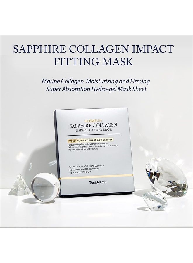 Wellderma قناع كولاجين سافير بريميوم 4 شيت مضاد للشيخوخة، قناع هيدروجيل مرطب ومشرق، عناية مكثفة ضد التجاعيد والتماسك - Image 2