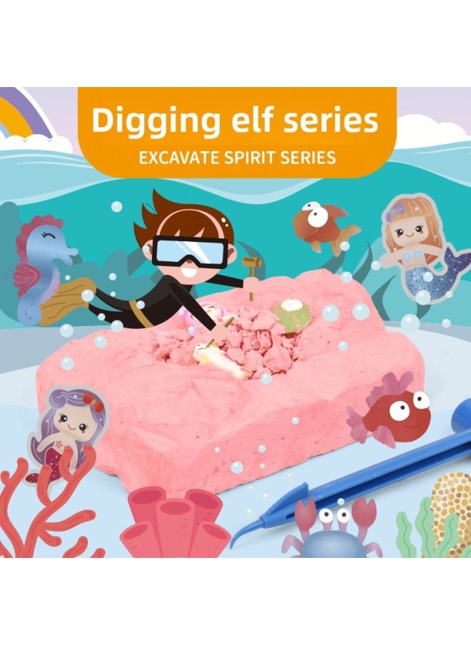 Archaeological Digging Toy Dinosaur Fossil Treasure Hunt Mermaid Children Gem DIY Handmade Archaeological Gem-Color:Digging Wizard-A Ocean Wizard + Tool Set Of 3 + Glue  - Image 3