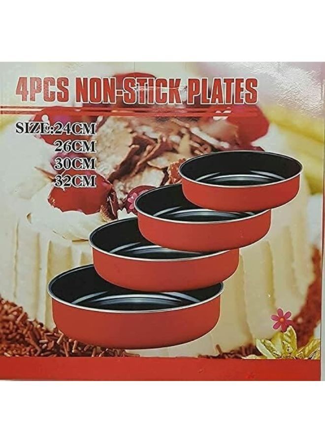 Oven tray set of 4 pieces (24-26-30-32) cm Red/Black - Image 2