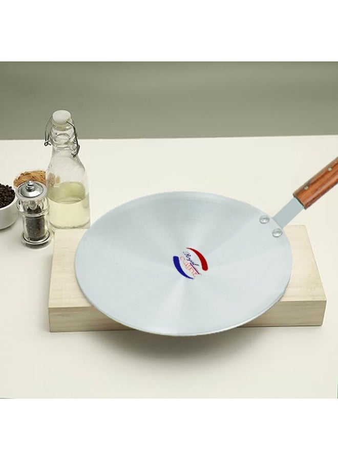 Royal Cuisine Royal Cuisine Aluminium Tawa – 14 Inch (35.5 cm) Diameter, Wooden Handle with Hanging Loop, Ideal for Dosa, Roti, Paratha, Egg & Chicken Rolls, Easy to Clean, Durable Riveted Construction,Metal Finish  - Image 3