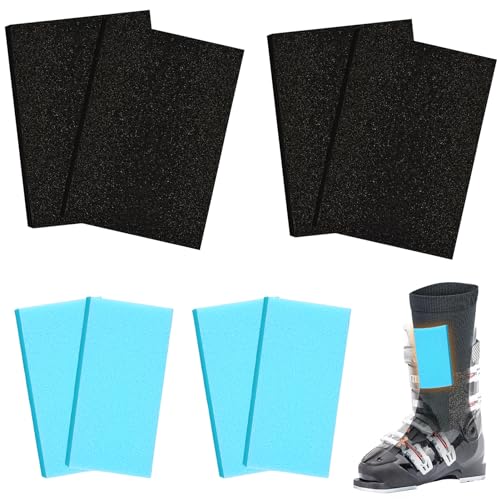 Mofuiry 8Pcs Ski Shin Guards, Adhesive Snowboard Shin Protector Pads Ski Boot Inserts Foam Pad Ski Racing Shin Guards for Relief Shin Bite Burns Shin Pain, 2 Sizes (7×4.7, 6×3 Inch) for Kids Junior Men Women - Image 1