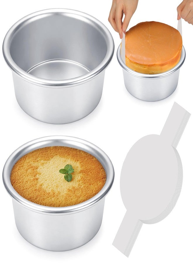 AWTBDP 6 Inch Cake Pans Set of 2, Small Cake Pans With 60PCS Parchment Paper for Birthday Smash Layer Cakes, No-Stick Round Cake Pans for Home Kitchen, Aluminum Pans & 6 X 3 Inch, Heavy Duty & Oven Safe - Image 1