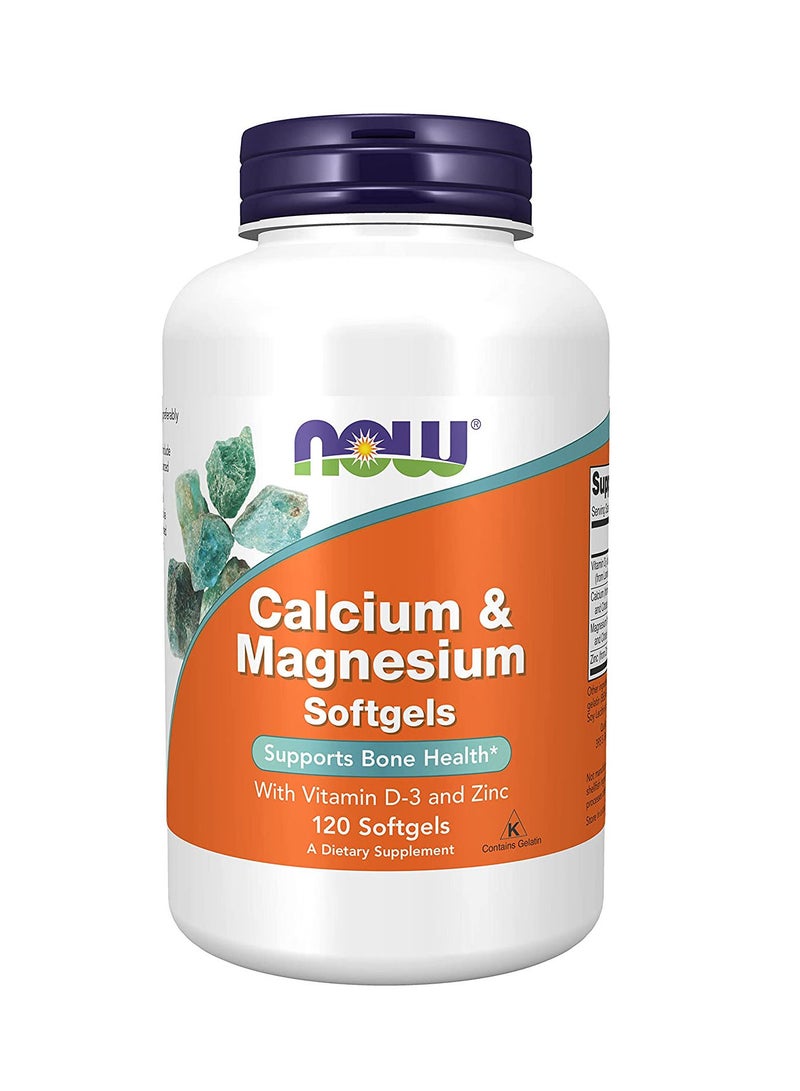 ناو Now Foods الكالسيوم والمغنيسيوم مع فيتامين د 3 والزنك ، 120 كبسولة هلامية