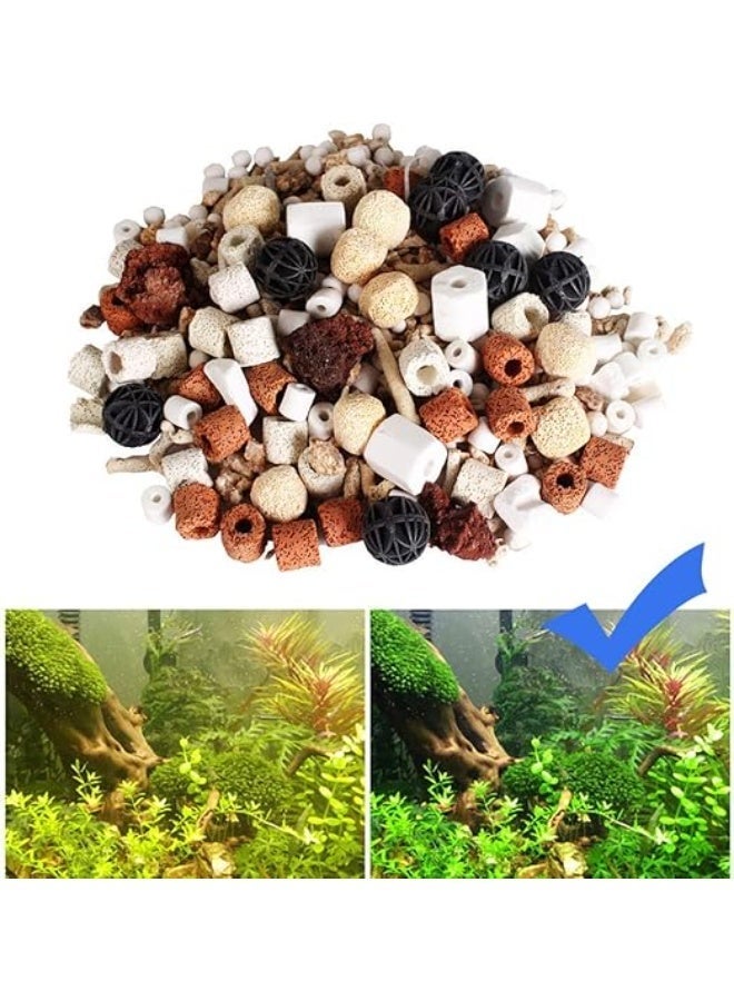 500 جرام من وسائط فلتر الأحواض المائية لإكسسوارات فلتر الحوض المائي، حلقات سيراميك، وسط فلتر بيولوجي، حلقات سيراميك، كرات بيولوجية، فلتر مسامي كيميائي حيوي - Image 4