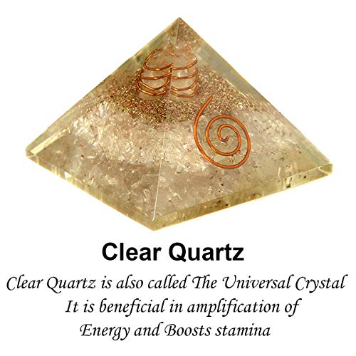 Crystu Natural Clear Quartz Orgone Pyramid for Reiki Healing Crystal Healing Stone Orgonite Pyramid Size 50 mm Pack of 1 pc - Image 3