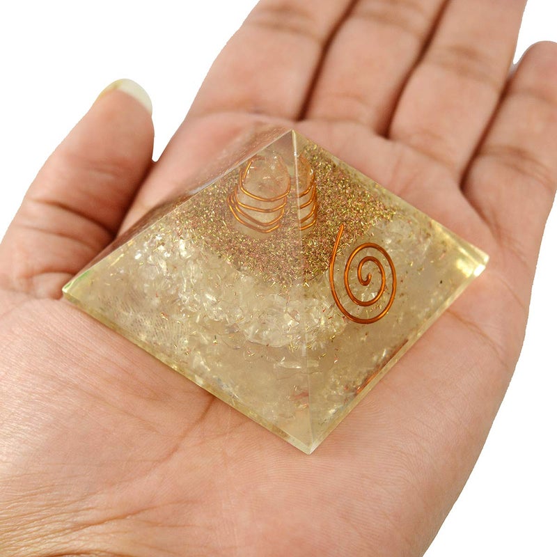 Crystu Natural Clear Quartz Orgone Pyramid for Reiki Healing Crystal Healing Stone Orgonite Pyramid Size 50 mm Pack of 1 pc - Image 4