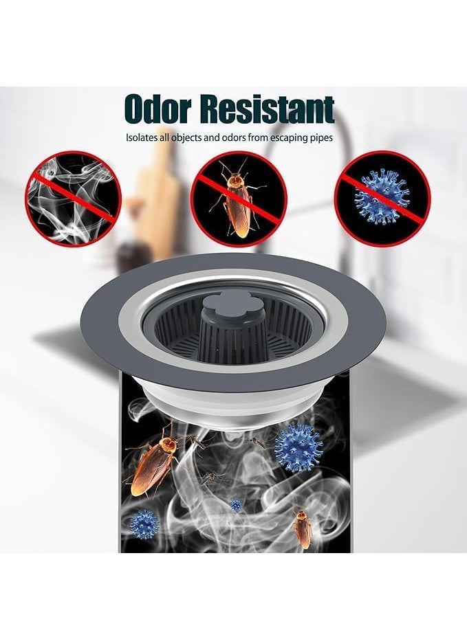 Prostuff.in Prostuff.in® 3 in 1 Press-Type Anti-Odour Core, Anti- Clogging Sink Drain Strainer Stopper Kitchen Sink Bounce Filte 304 Stainless Steel Sink Drain Cover for Kitchen Food Debris Collector 1 Pcs  - Image 4