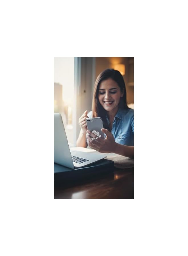 Green Tiger 360° Rotatable Metal Finger Stand with Strong Magnet for Car Mount - Fits Most Phones & Cases(Silver) - Image 2