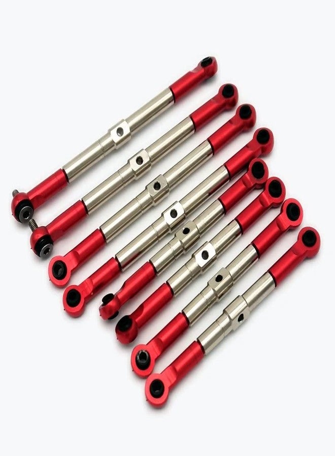 EPTNNASO 8pcs Hard Steel Adjustable Front and Rear Toe Links Push Rods with Aluminum Ends Red for Traxxas 1/16 Mini E-Revo Summit 7138 7118 - Image 1
