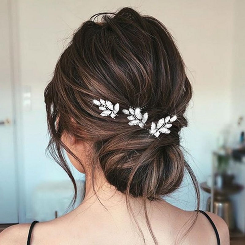 Easedaily Crystal Bridal Hair Pins Silver Rhinestone Wedding Hair Pieces Prom Hair Accessories for Brides and Women (Pack of 3) - Image 4