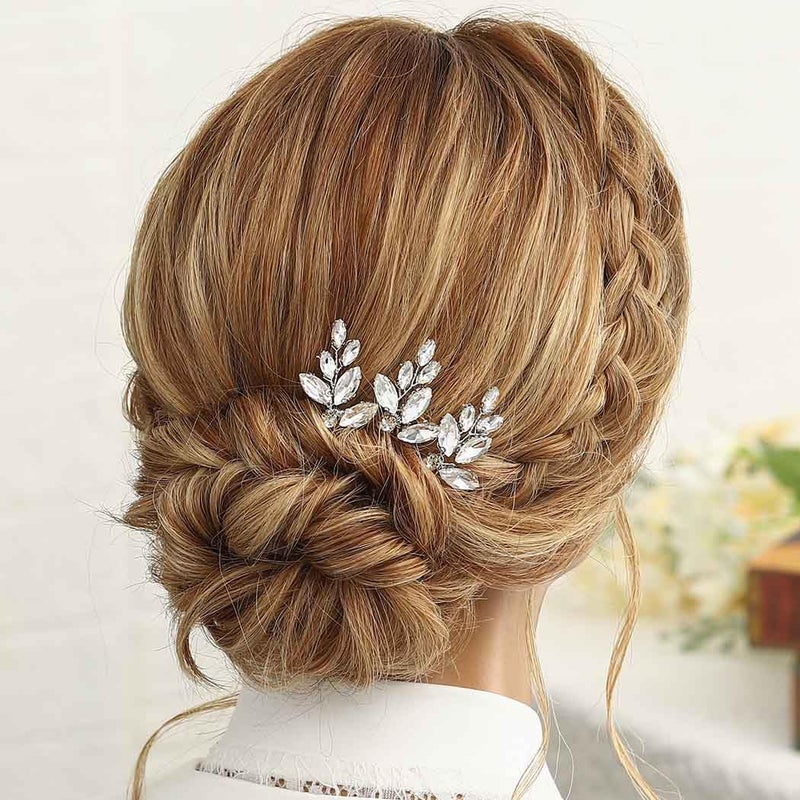 Easedaily Crystal Bridal Hair Pins Silver Rhinestone Wedding Hair Pieces Prom Hair Accessories for Brides and Women (Pack of 3) - Image 5