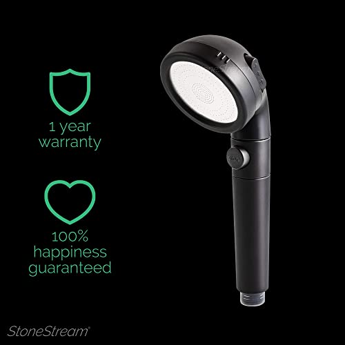 StoneStream Original StoneStream® EcoPower High Pressure Matte Black Shower Head - Spa Like Ionic Filter to Soften Water, Increase Pressure & Save Water- Mineral Stones Filter Shower head With 3 Spray Settings - Image 2