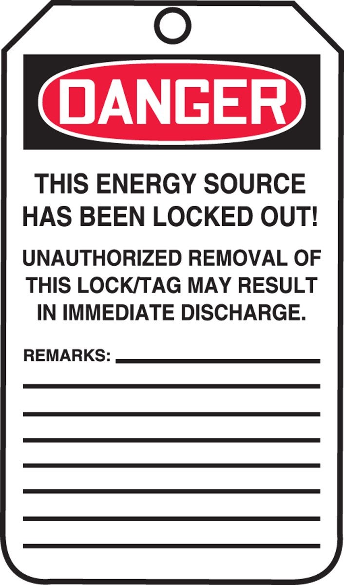 Accuform Lockout Tags, Pack of 5, Danger Do Not Operate Equipment Locked Out, US Made OSHA Compliant Tags, Temperature & Water Resistant RP-Plastic, 5.75" x 3.25", MLT405PTM - Image 2