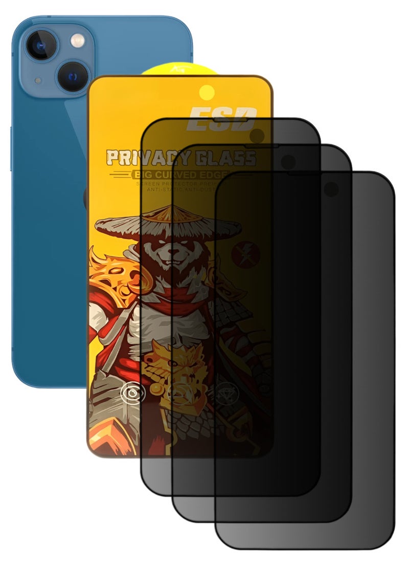 ESD 3 Pieces Tempered Dustproof Privacy Glass Screen Protector Compatible For iPhone 13 - Image 1