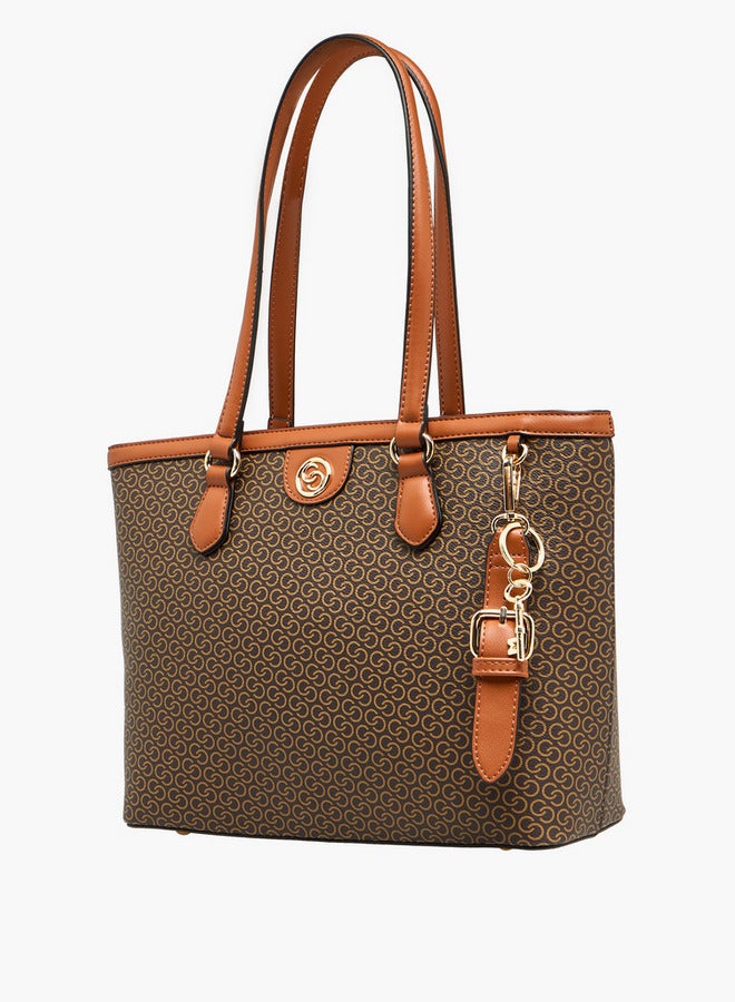 Celeste Monogram Print Tote Bag with Zip Closure  - Image 3
