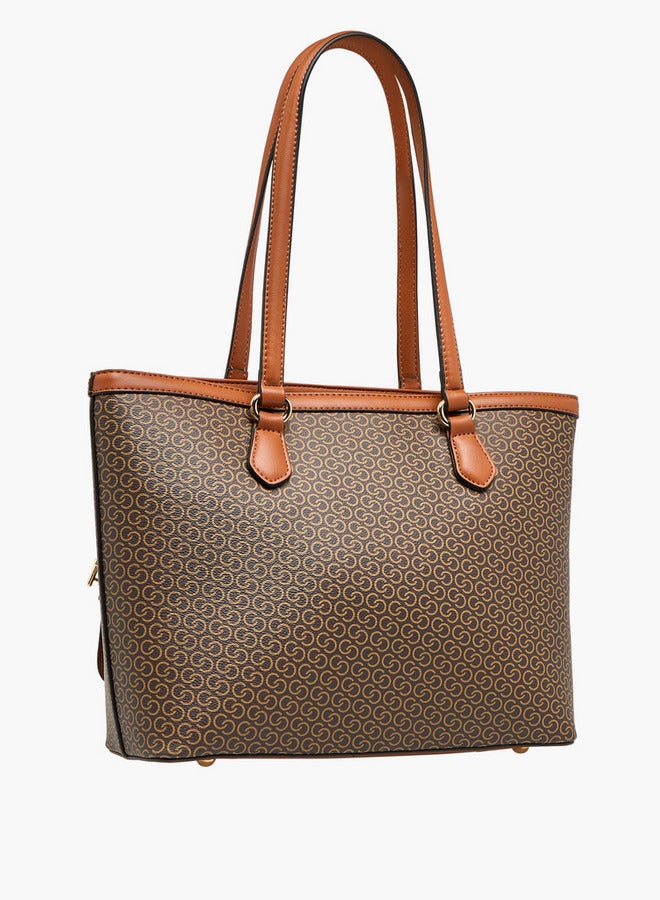 Celeste Monogram Print Tote Bag with Zip Closure  - Image 4
