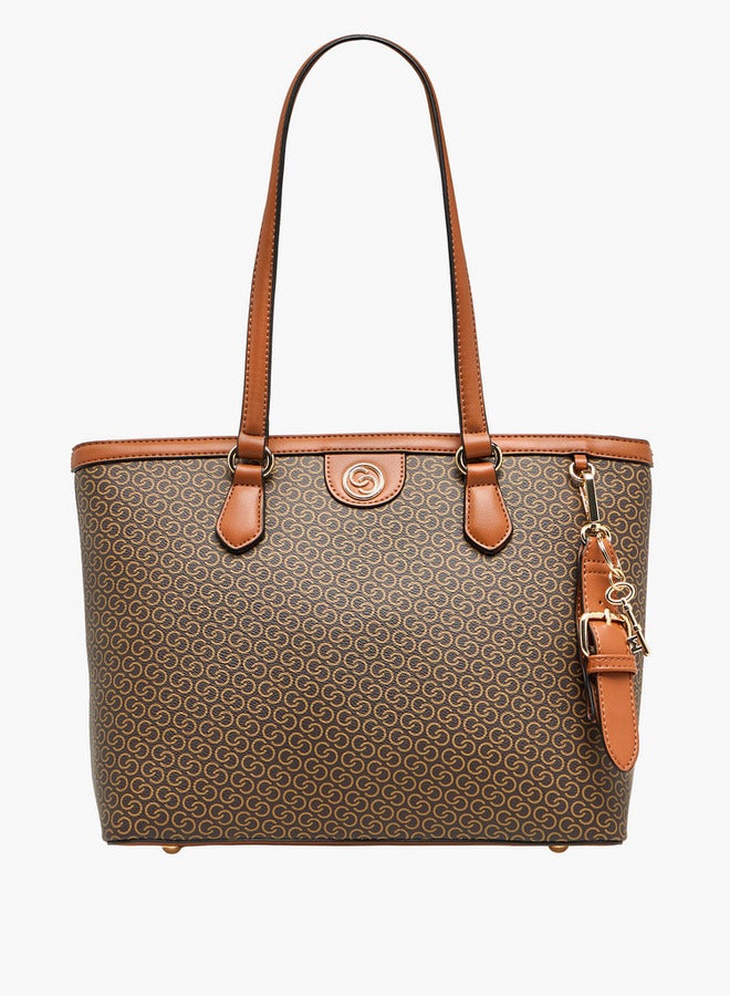Celeste Monogram Print Tote Bag with Zip Closure  - Image 1