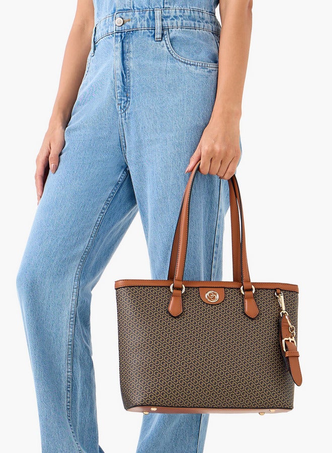 Celeste Monogram Print Tote Bag with Zip Closure  - Image 2