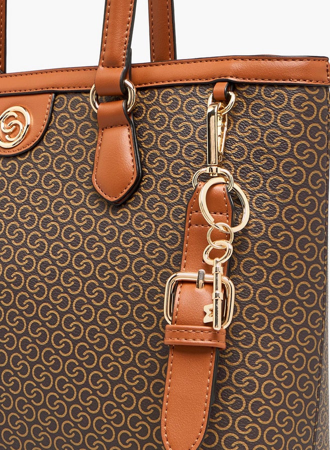 Celeste Monogram Print Tote Bag with Zip Closure  - Image 5