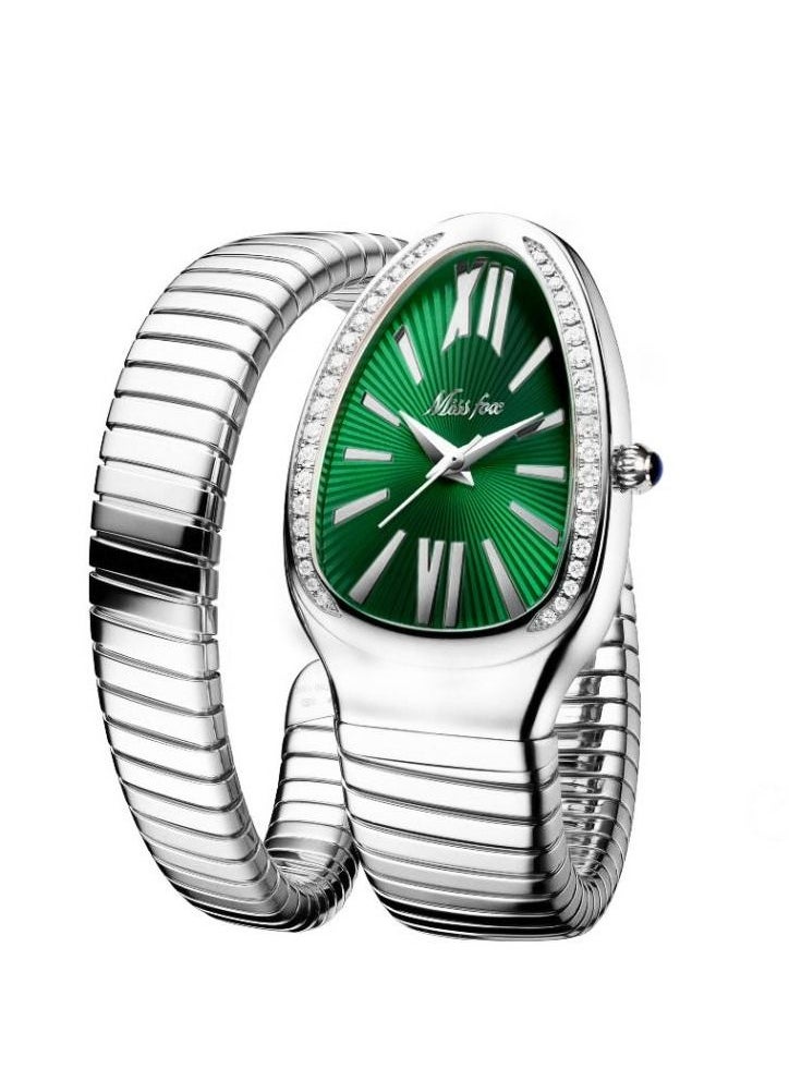MISS FOX Luxury Silver Snake Watches Women Fashion Brands MISSFOX Diamond Quartz WristWatch Waterproof AAA Clock Lady Hot Gift  - Image 1