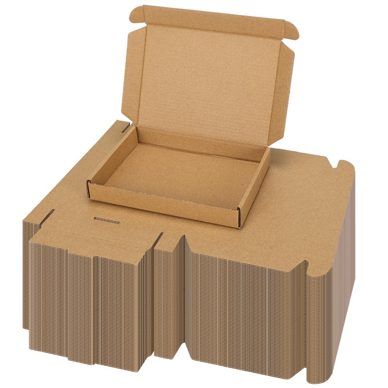 PHAREGE 7x5x1 Inch Shipping Boxes 100 Pack Brown, Tab Lock Tuck Top Mailer Boxes for Packaging Small Business, Cardboard Gift Boxes for Wrapping Mailing Present - Image 1