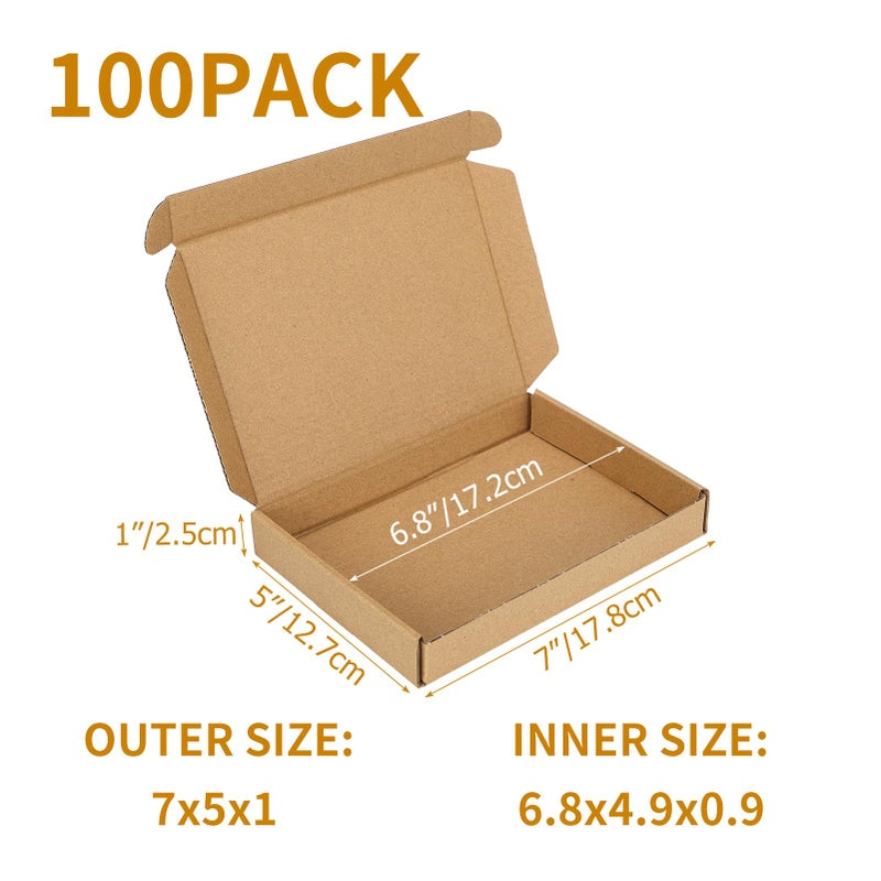 PHAREGE 7x5x1 Inch Shipping Boxes 100 Pack Brown, Tab Lock Tuck Top Mailer Boxes for Packaging Small Business, Cardboard Gift Boxes for Wrapping Mailing Present - Image 2