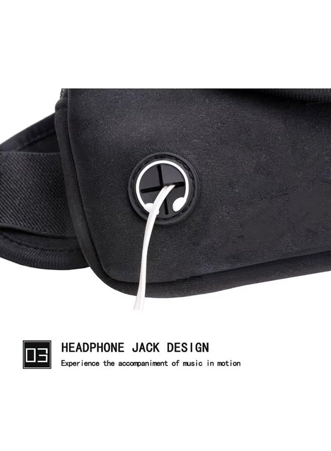 HY Adjustable Waist Pack, Running Belt Bag for Hiking, Cycling, Jogging - Phone Holder for Men, Women (Black) - Image 3