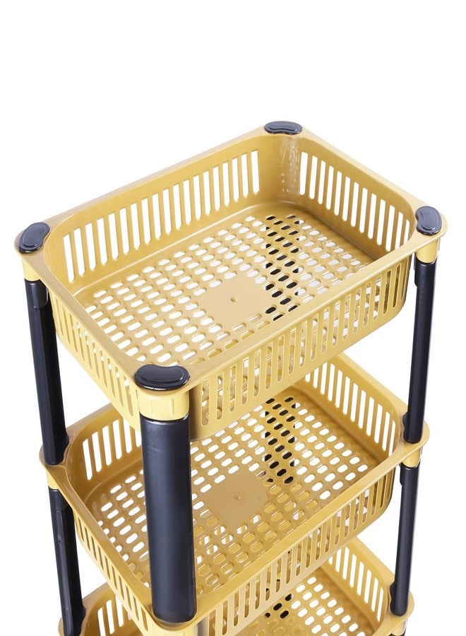 BLUECORE ENTERPRISE Multipurpose Plastic Storage Rack for Kitchen & Home | Onion, Potato, Sabji Basket Organizer | Space-Saving Vegetable Storage Basket (yellow, 2 Layer) - Image 5