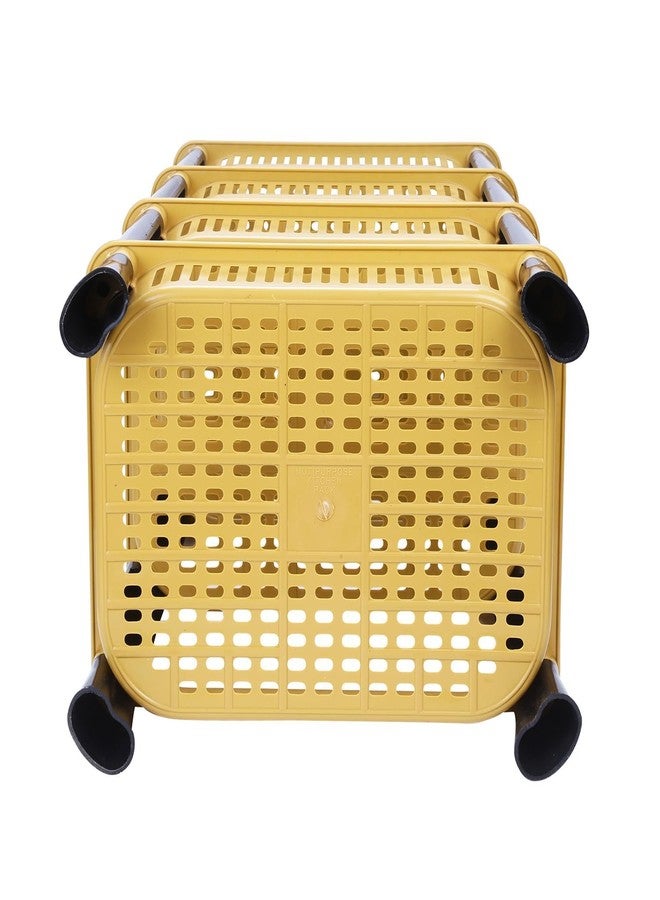 BLUECORE ENTERPRISE Multipurpose Plastic Storage Rack for Kitchen & Home | Onion, Potato, Sabji Basket Organizer | Space-Saving Vegetable Storage Basket (yellow, 2 Layer) - Image 4