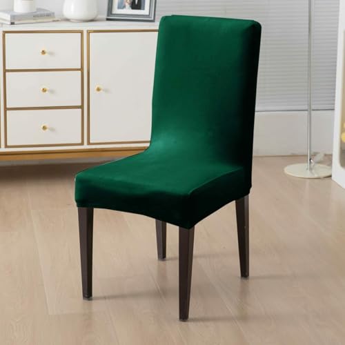 Outlay Home Spandex Dining Chair Covers, Solid Plain Stretchable, Set of 6, Standard Size (Green) - Image 3