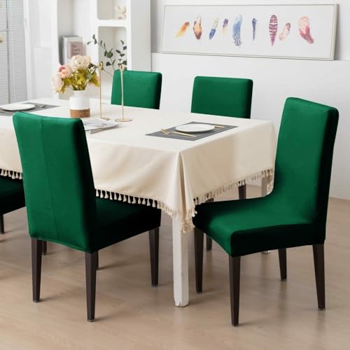 Outlay Home Spandex Dining Chair Covers, Solid Plain Stretchable, Set of 6, Standard Size (Green) - Image 4