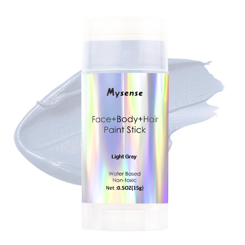 Mysense Light Gray Face Body Hair Paint Stick,Water Based Washable Temporary Hair Color,Non-toxic Cream Body Paint for Adults and Kids Halloween Cosplay Skull Zombie Goth Raven Makeup,0.5oz - Image 1