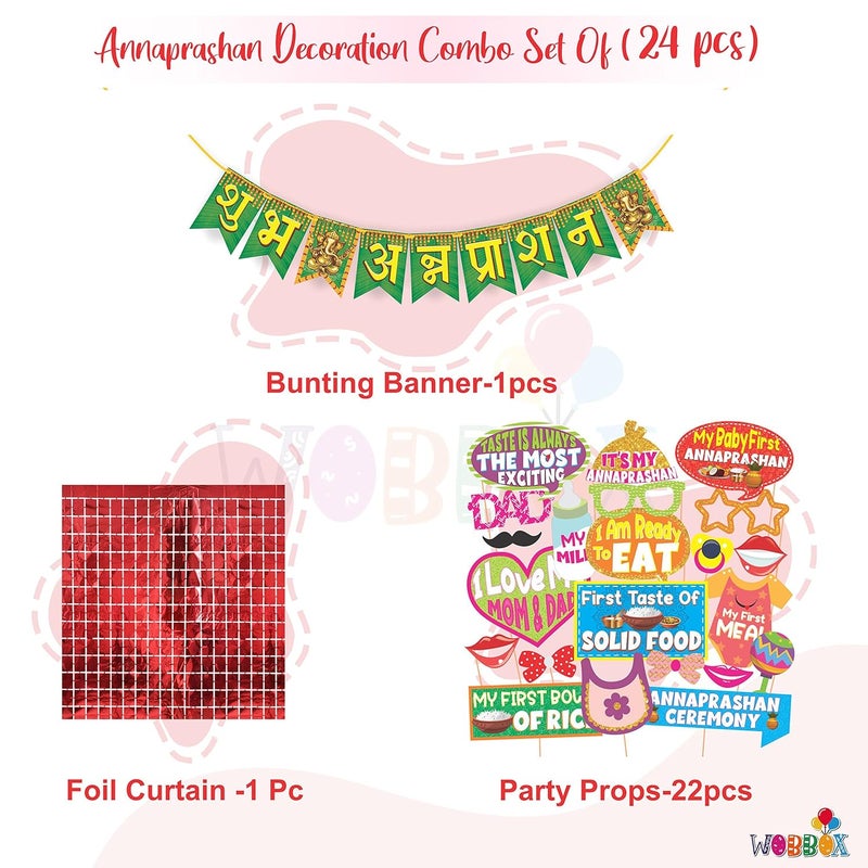 Wobbox Annaprashan Props, Subh Annaprashan Banner, Annaprashan Decoration Kit (26 Pc) (FP4465) - Image 2