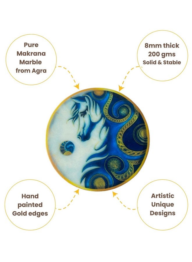 D'ORABLE Dorable Coasters - The Silver Stallion Marble Tea Coasters Set of 2 (Round). Perfect for Valentine's Day Gifting to Wife. - Image 5