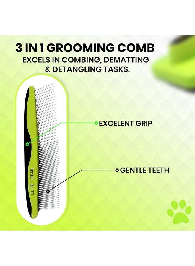 ELITE ETAIL Self Cleaning Pet Hair Brush with Additional Comb and Bath Brush - Skin Friendly Pet Grooming Kit for Dogs and Cats, Detangling, Deshedding, and Bathing Tools for All Fur Types. 7 in long - Image 4