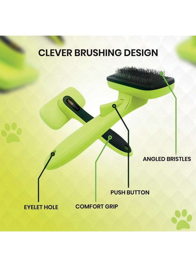 ELITE ETAIL Self Cleaning Pet Hair Brush with Additional Comb and Bath Brush - Skin Friendly Pet Grooming Kit for Dogs and Cats, Detangling, Deshedding, and Bathing Tools for All Fur Types. 7 in long - Image 5
