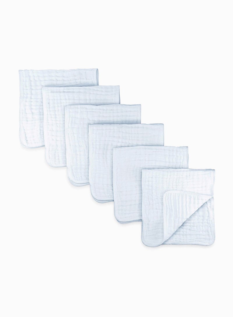 SYOSI Muslin Burp Cloths 6 Pack Large 100% Cotton Hand Washcloths 6 Layers Extra Absorbent and Soft, Natural Muslin Baby Wipes, Soft Baby Towels  - Image 1