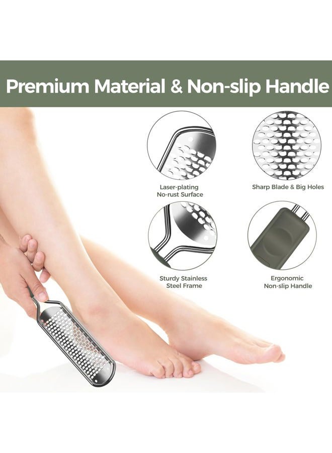 Easkep Foot File Foot Scrubber Pedicure - Callus Remover for Feet Easkep Professional Grater Rasp Foot Scraper Corns Callous Removers Cracked Dead Skin Remover for Dry and Wet Feet (Grey Green) - Image 2