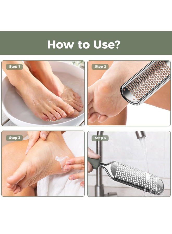 Easkep Foot File Foot Scrubber Pedicure - Callus Remover for Feet Easkep Professional Grater Rasp Foot Scraper Corns Callous Removers Cracked Dead Skin Remover for Dry and Wet Feet (Grey Green) - Image 5