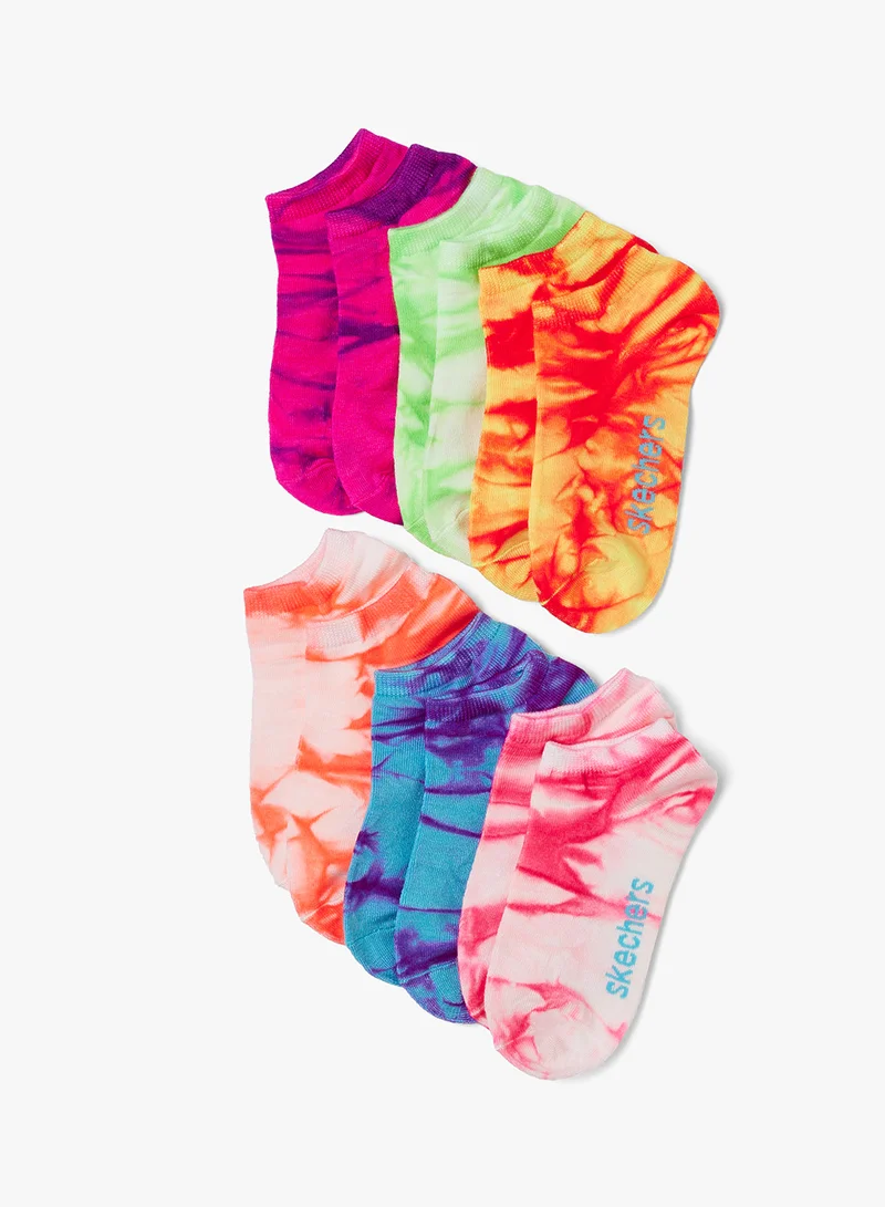 SKECHERS 6 Pack Non-Terry Tie-Dye Low-Cut Socks